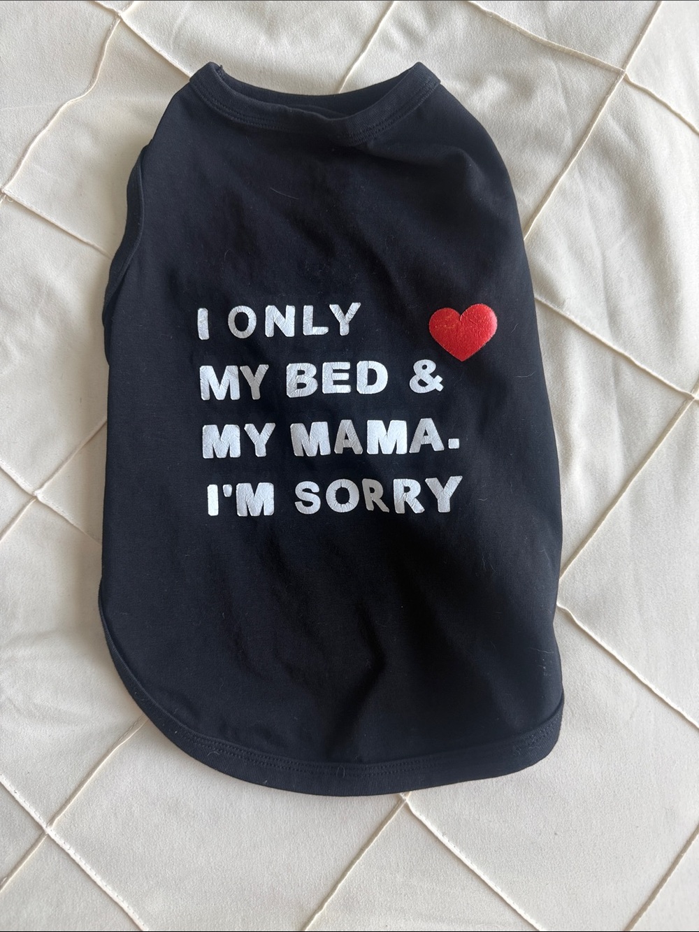 Black Pet Tee with Red Heart Graphic